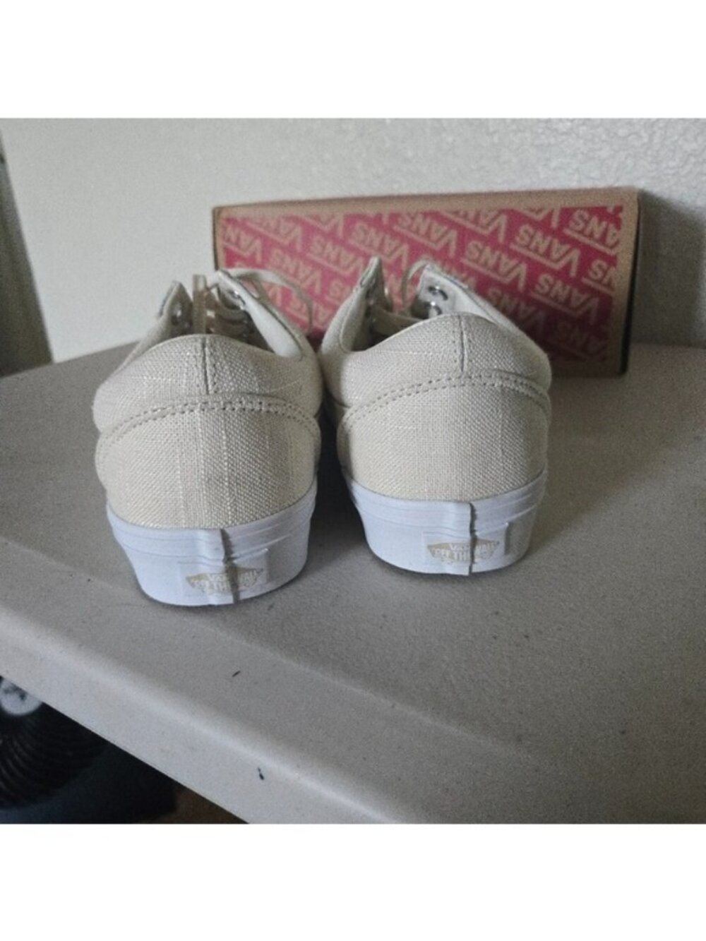 Vans Classic Old Skool Hemp Linen Women 9.5 Off White Textured Shoes New 0826 - Picture 6 of 8